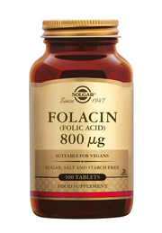 Folacin (folic acid) 800 mcg 100 stuks Solgar