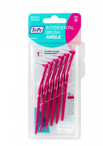 Interdental ragers Angle 0.4 mm 6 stuks roze TePe