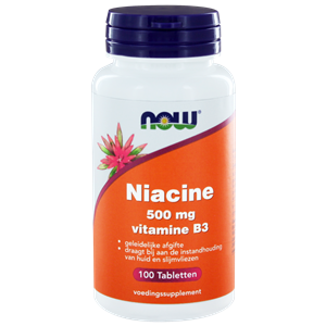 Niacine 500 mg vitamine B3 geleidelijke afgifte 100 tabletten NOW