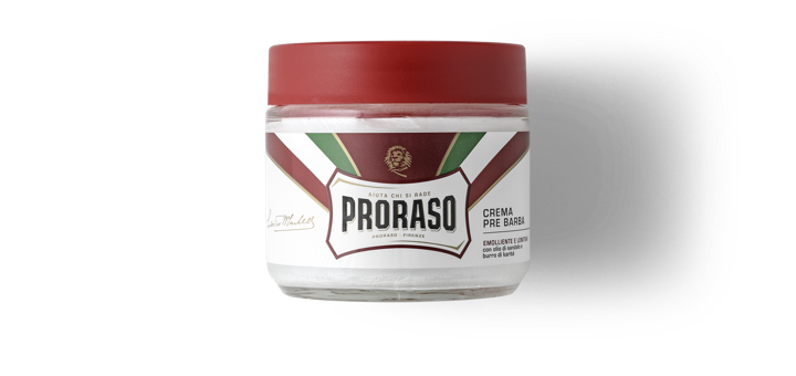 Preshave creme met sandelwood & sheabutter 100 ml (rood) Proraso