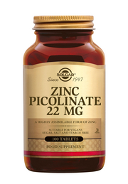 Zinc Picolinate 22 mg 100 stuks Solgar