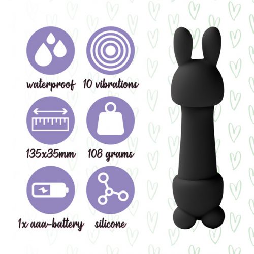 Mister Bunny massage vibrator 2 caps zwart Feelztoys