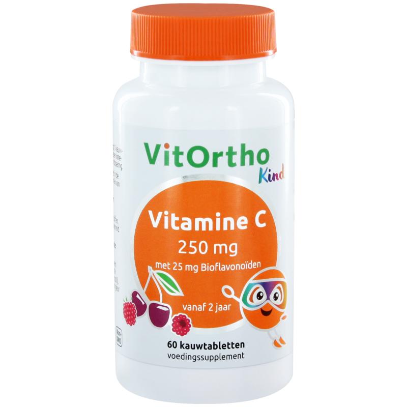 Vitamine C 250 mg met 25 mg bioflavonoiden (kind) 60 kauwtabletten Vitortho