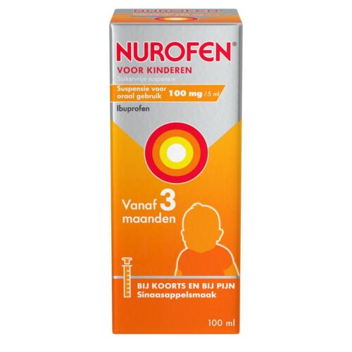 Ibuprofen Suspensie kind 100 mg/5 ml sinaasappel suikervrij 100 ml Nurofen