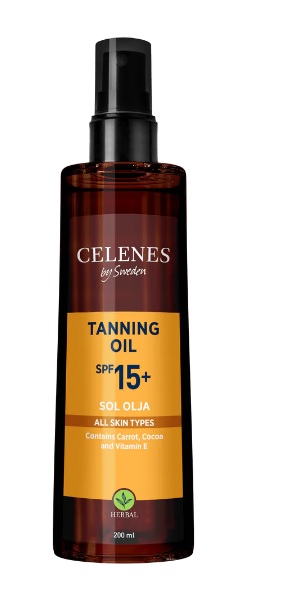 Herbal tanning oil SPF15+ 200 ml Celenes