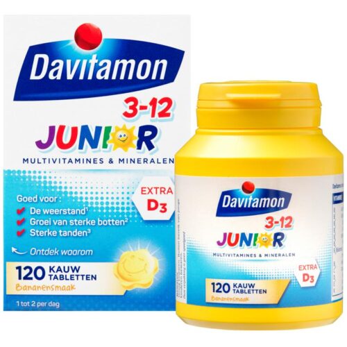 Junior 3 - 12 banaan 120 kauwtabletten Davitamon