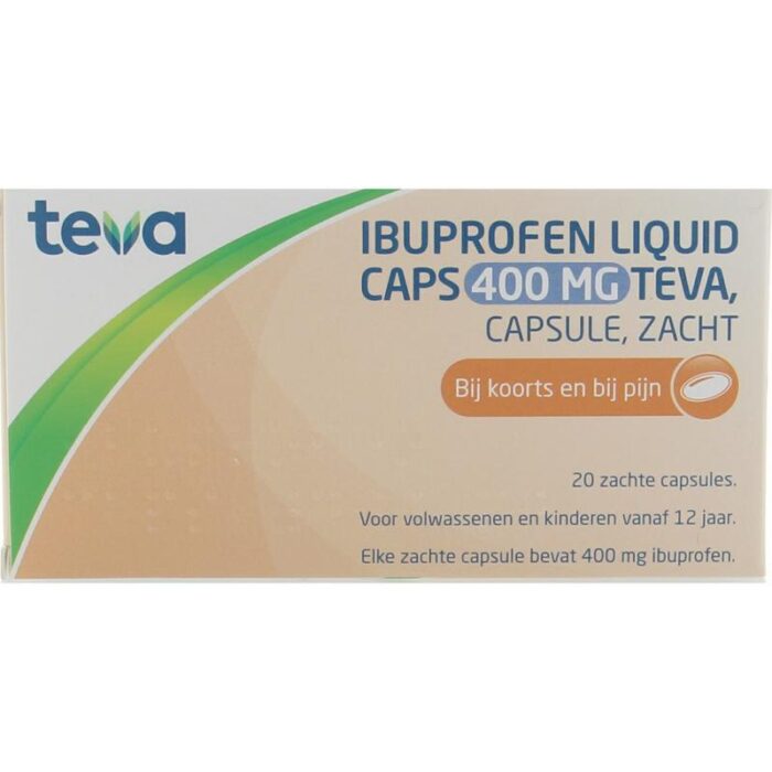 Ibuprofen 400 mg liquid 20 capsules Teva