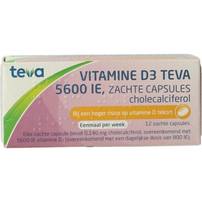 Vitamine D3 5600IE zachte capsules 12 capsules Teva