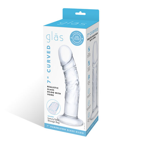 Glas - Curved Realistic Glass Dildo With Veins