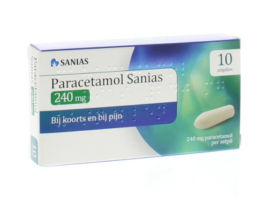 Paracetamol 240 mg 10 zetpillen Sanias