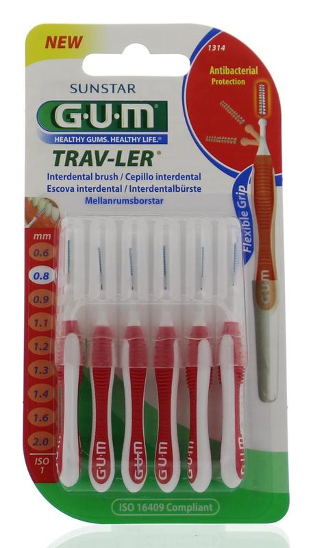 Trav-ler rager 0.8 mm (rood) 6 stuks Gum