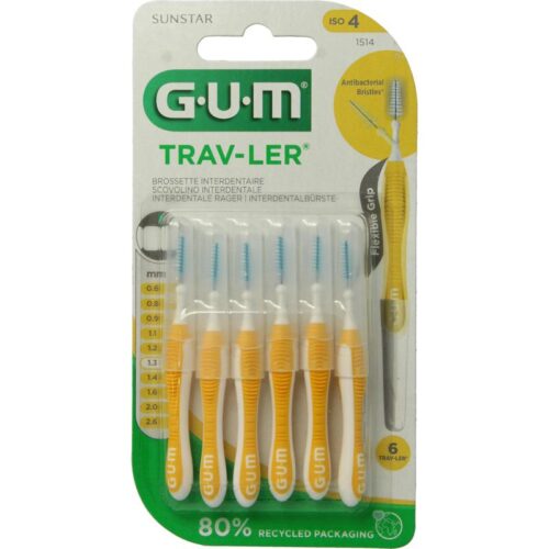 Trav-ler rager 1.3 mm (geel) 6 stuks Gum